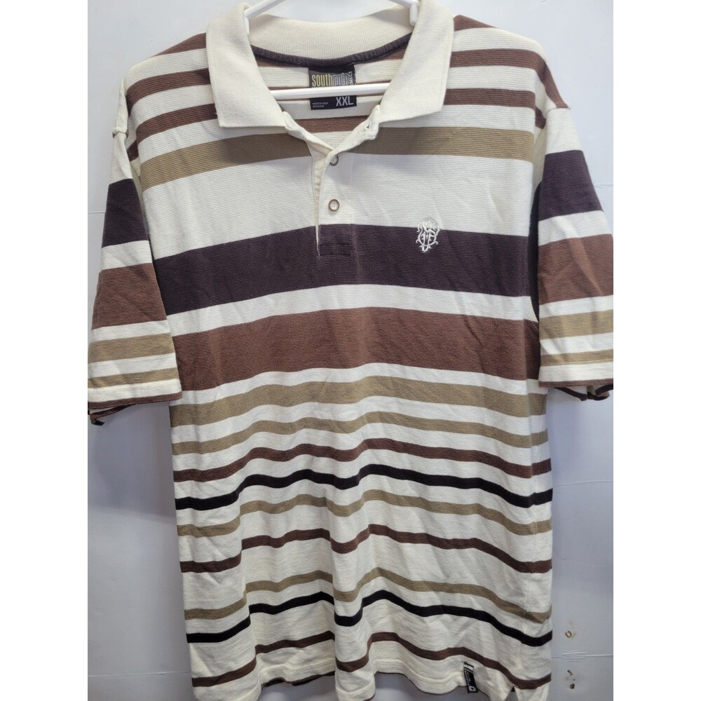Vtg Southpole Shirt Mens XXL Black Striped Grudge Skater Hip Hop 90s Y2K Polo 2X